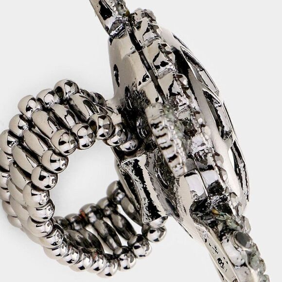 Turtle Black Crystal Rhinestone Pave Stretch Ring NWT - Picture 4 of 5